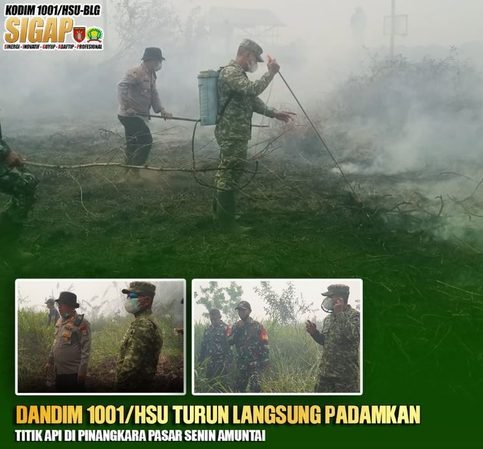 Dandim 1001/HSU Turun Langsung Padamkan Titik Api di Pinangkara Pasar Senin Amuntai